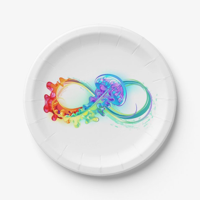 Infinity with Rainbow Jellyfish Pappteller (Vorderseite)