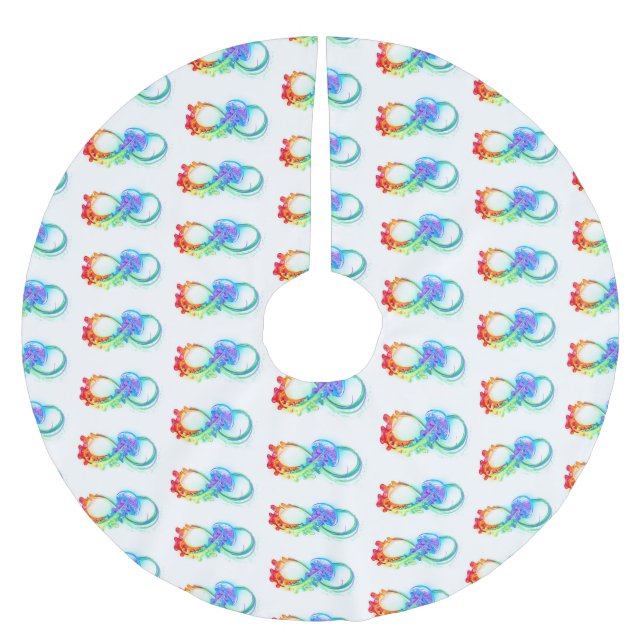 Infinity with Rainbow Jellyfish Polyester Weihnachtsbaumdecke (Vorderseite)