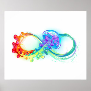 Infinity with Rainbow Jellyfish Poster