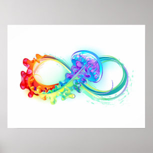 Infinity with Rainbow Jellyfish Poster