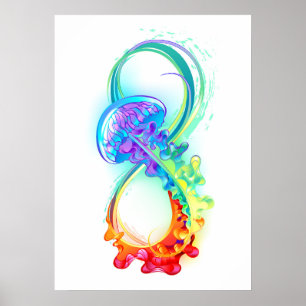 Infinity with Rainbow Jellyfish Poster