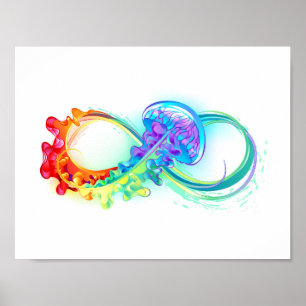 Infinity with Rainbow Jellyfish Poster