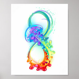 Infinity with Rainbow Jellyfish Poster