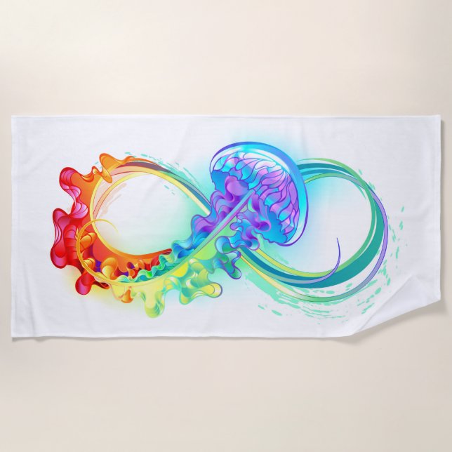 Infinity with Rainbow Jellyfish Strandtuch (Vorderseite)