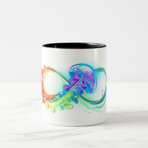 Infinity with Rainbow Jellyfish Zweifarbige Tasse
