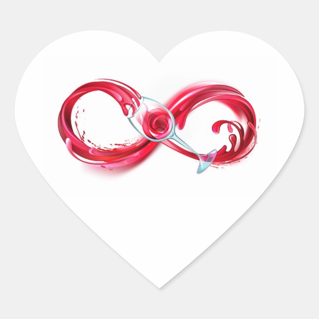 Infinity with Red Wine Herz-Aufkleber (Vorderseite)