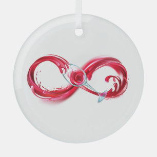 Infinity with Red Wine Ornament Aus Glas