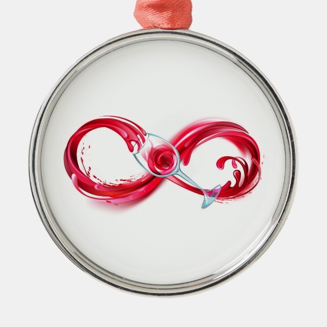 Infinity with Red Wine Ornament Aus Metall (Vorne)