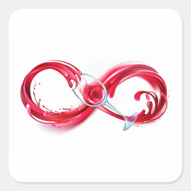 Infinity with Red Wine Quadratischer Aufkleber (Vorderseite)