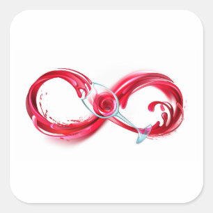 Infinity with Red Wine Quadratischer Aufkleber