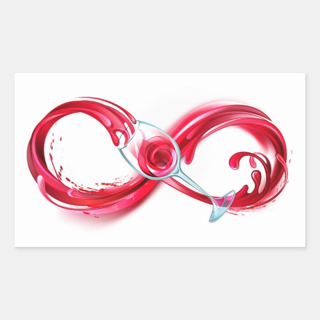 Infinity with Red Wine Rechteckiger Aufkleber (Vorderseite)