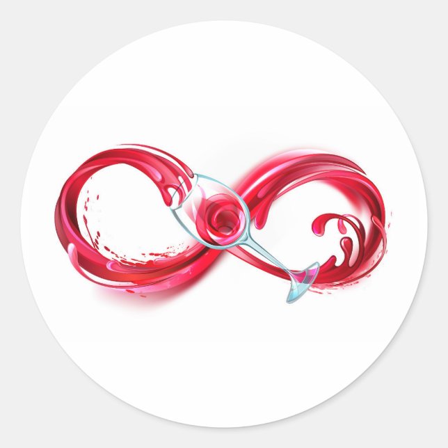 Infinity with Red Wine Runder Aufkleber (Vorderseite)