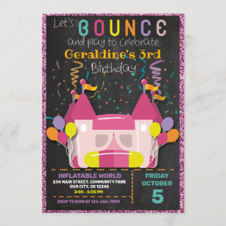 INFLATABLE BOUNCE SLIDE CASTLE BIRTHDAY INVITATION EINLADUNG