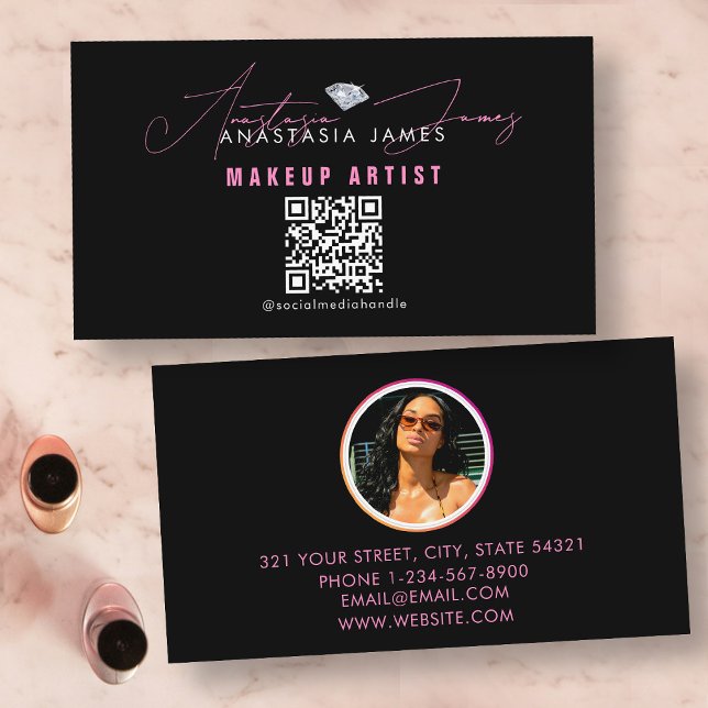 Influencer Beauty Luxury Social Media QR-Code Visitenkarte (Influencer Beauty Luxury Social Media QR Code Business Card)