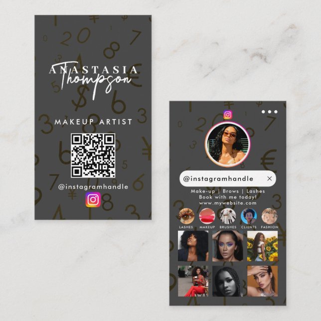 Influencer Beauty Nail Tech Social Media QR-Code Visitenkarte (Vorne/Hinten)