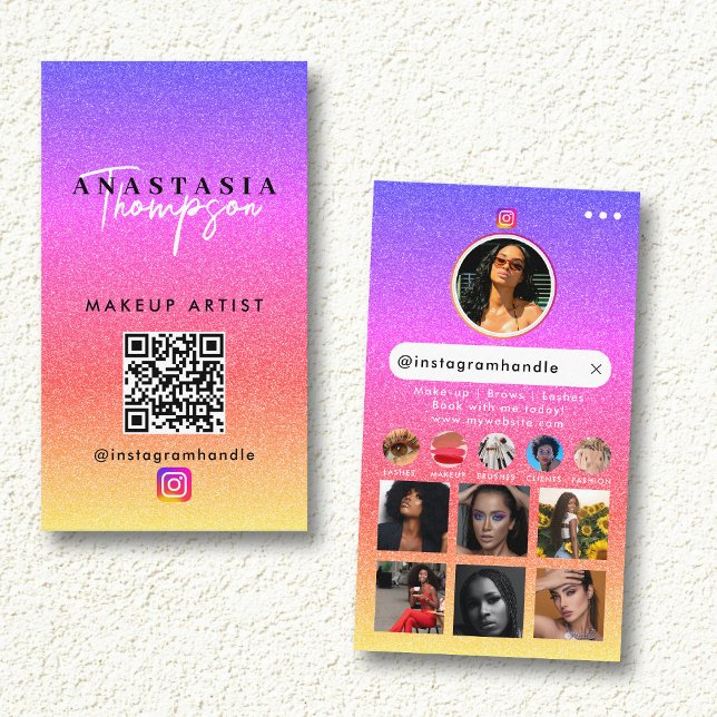 Influencer Beauty Nail Tech Social Media QR-Code Visitenkarte (Influencer Beauty Nail Tech Social Media QR Code Business Card)