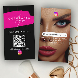 Influencer Beauty Nails Social Media Black Pink Visitenkarte