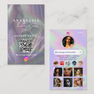 Influencer Beauty Nails Social Media Holographic Visitenkarte