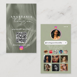 Influencer Beauty Nails Social Media Sage Green Visitenkarte