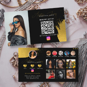 Influencer Black & Gold Social Media QR-Code Visitenkarte