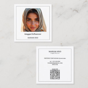 Influencer Blogger Custom QR & Foto Quadratische Visitenkarte