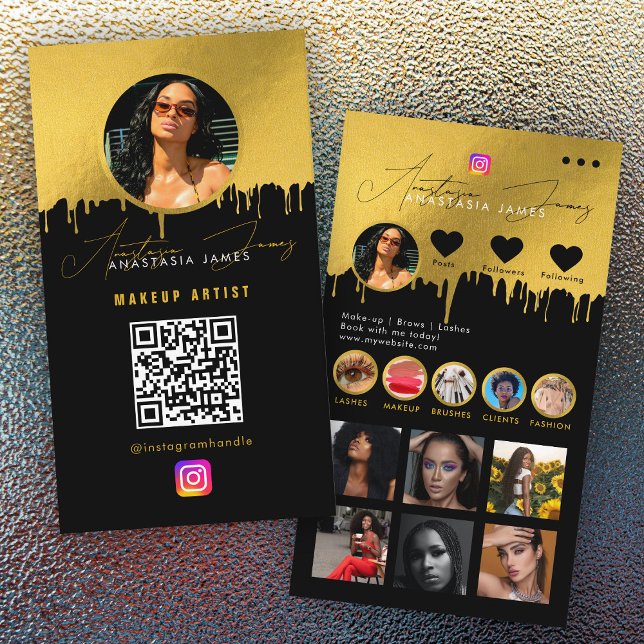 Influencer Foto Fütterte Social Media QR Code Luxu Visitenkarte (Influencer Photo Feed Social Media QR Code Luxury Business Card)