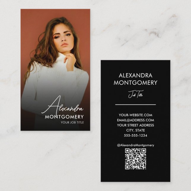 Influencer-Foto-Social-Media-QR-Code Visitenkarte (Vorne/Hinten)