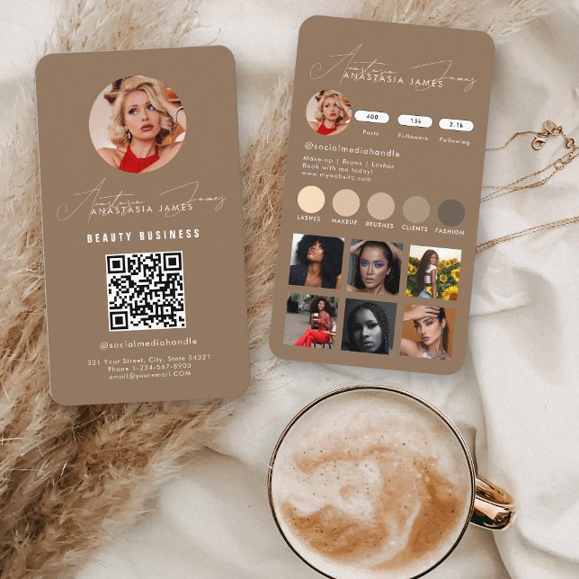 Influencer Füttre Grid Social Media QR Code Busine Visitenkarte (Influencer Feed Grid Social Media QR Code Business Business Card)