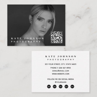 Influencer Minimales Foto QR Code Social Media Visitenkarte