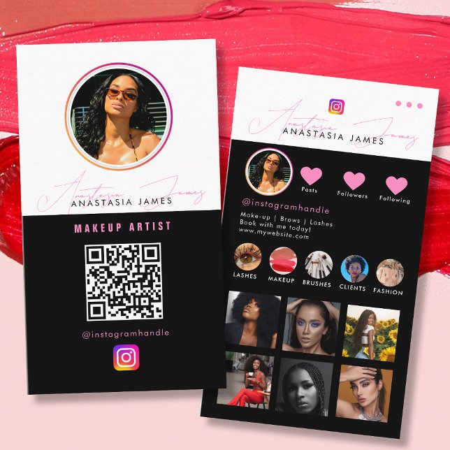 Influencer Photo Feed Grid Social Media QR Code  Visitenkarte (Influencer Photo Feed Grid Social Media QR Code Business Card)