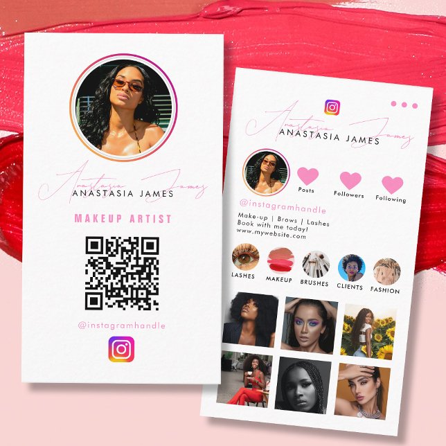 Influencer Photo Feed Grid Social Media QR Code  Visitenkarte (Influencer Photo Feed Grid Social Media QR Code Business Card)