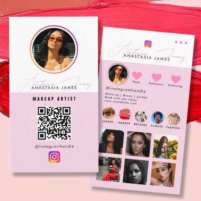 Influencer Photo Feed Grid Social Media QR Code  Visitenkarte (Influencer Photo Feed Grid Social Media QR Code Business Card)