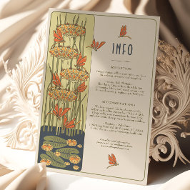 Info Card Dragonflies Art Nouveau Wedding Einladung
