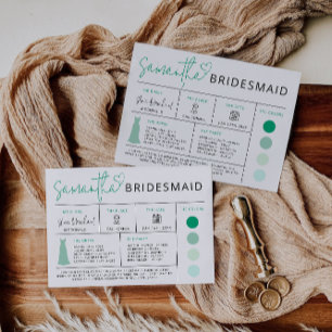 Info Card Mint Green Bridesmaid   Imitats Gold Des Einladung