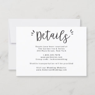 Info-Karte für Hochzeiten und Unterkünfte Einladung
