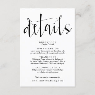 Info-Karte für rustikale Hochzeiten Begleitkarte