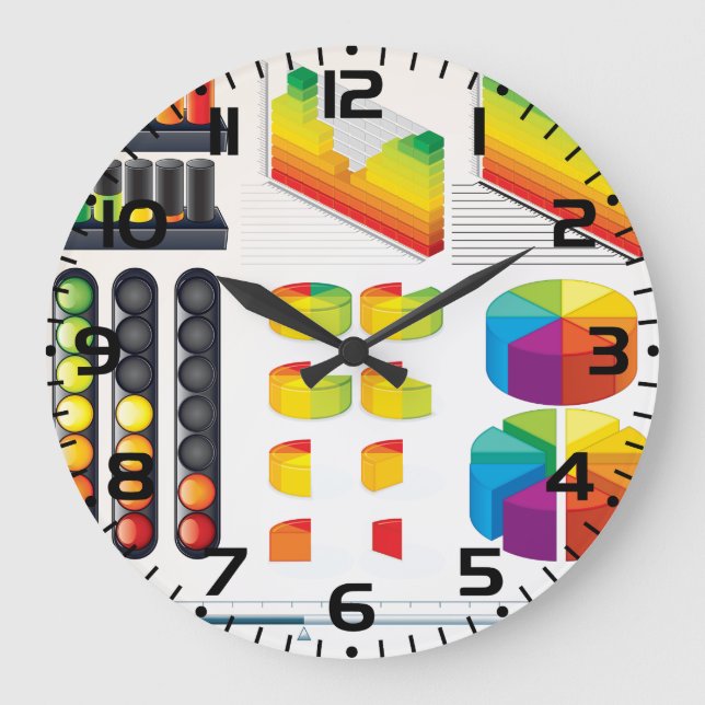 Infografik-Elemente und Datenvisualisierung Große Wanduhr (Vorderseite)