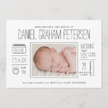 Infographic Birth Announcement for Baby Boy