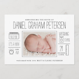 Infographic Birth Announcement for Baby Boy Ankündigung