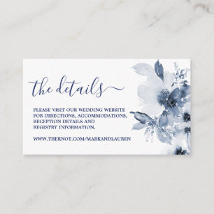 Infokarte für die Website von Dusty Blue Floral Begleitkarte