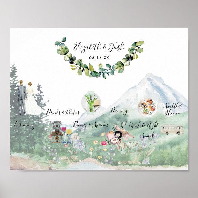 Informal Wedding Schedule Welcome Sign Poster (Vorne)