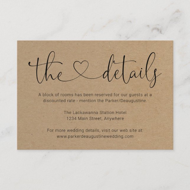 Information / Details Umschließungskarte - Einfach Begleitkarte (Vorderseite)