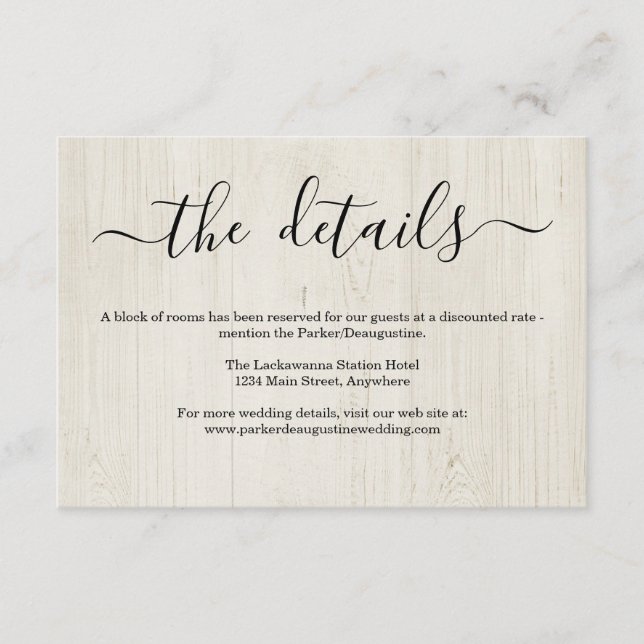 Information / Details Umschließungskarte - rustika Begleitkarte (Vorderseite)