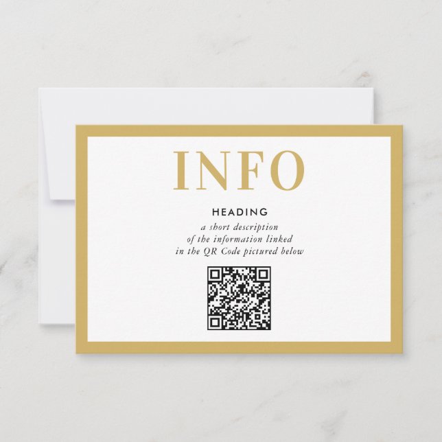INFORMATION EINFÜGEN Modernes schwarzes Gold QR Co Einladung (Vorderseite)
