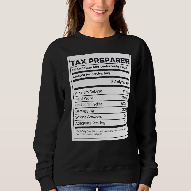 Informationen über die Ernährung von Steuervorbere Sweatshirt (Vorderseite)