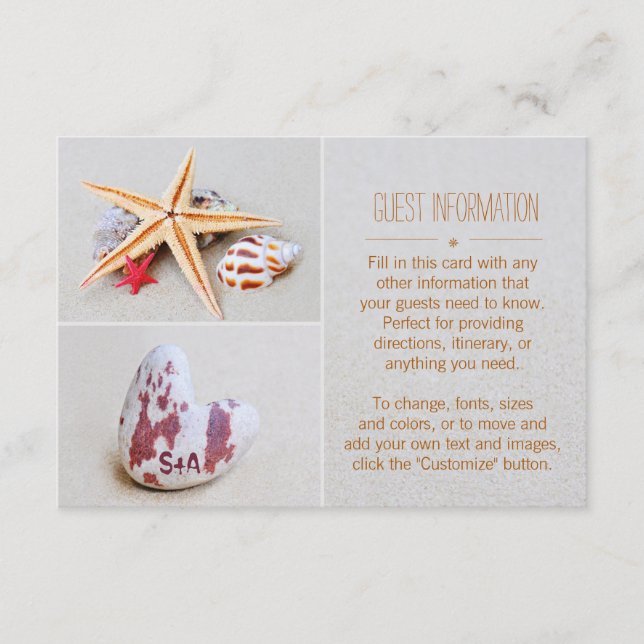 Informationen zu Beach Theme Starfish und Heart We Begleitkarte (Vorderseite)