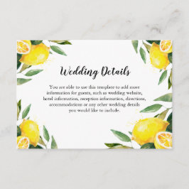 Informationen zu Blätter und Hochzeitsstipps Begleitkarte