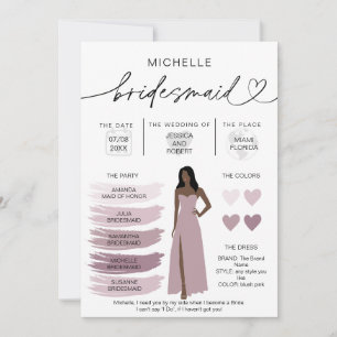 Informationen zu Bridesmaid Info-Card-Brautpartys Einladung