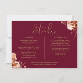 Informationen zu Burgundy Gold Floral Wedding Einladung