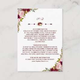 Informationen zu Burgundy Marsala Floral Wedding Begleitkarte